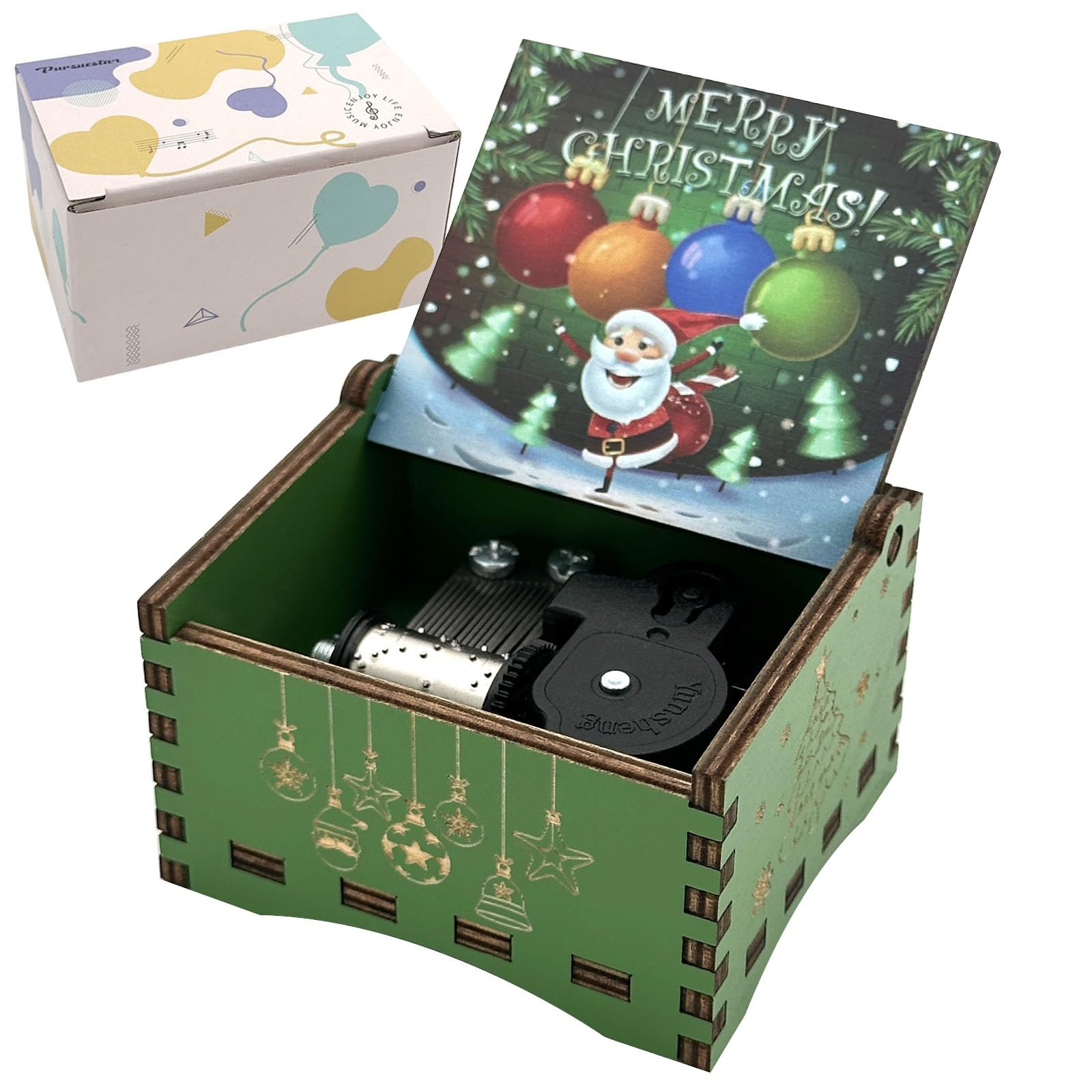 Amazon.com: Pursuestar Green Wind Up Music Box -We Wish You a